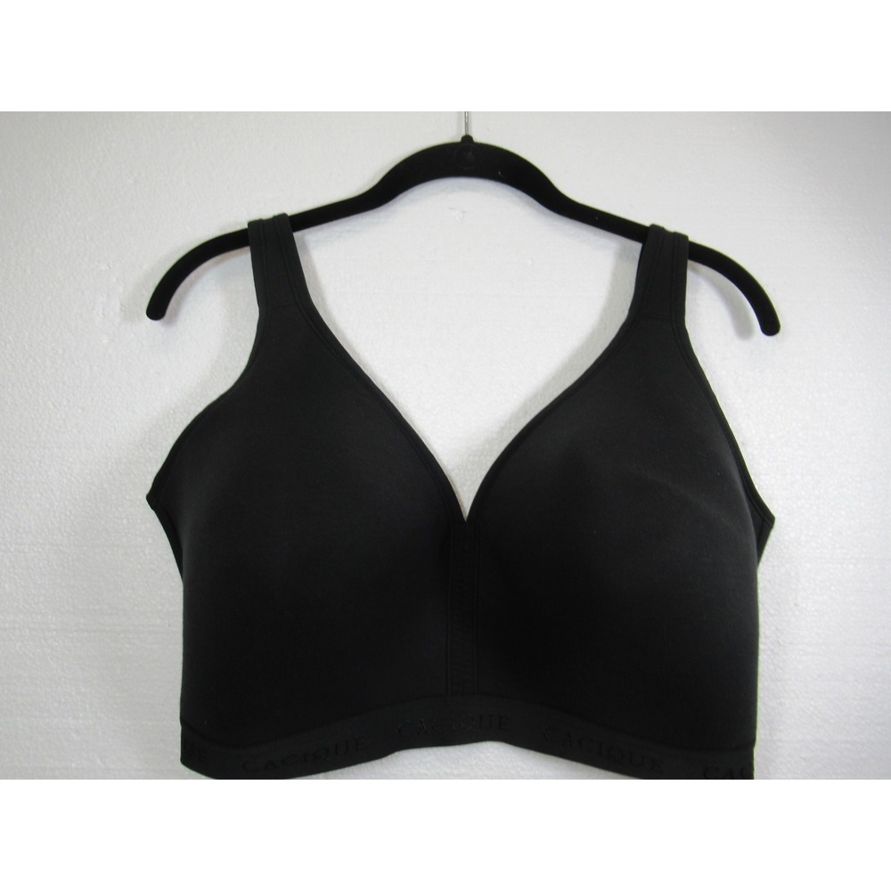 Cacique Lightly Lined No Wire Bra 38H Black Wireless